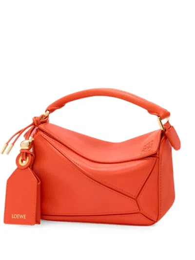 Loewe Mini Puzzle Leather Bag In Orange