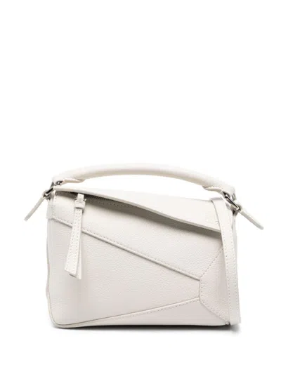 Loewe Mini Puzzle Leather Bag In White