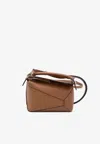 Loewe Puzzle Edge Mini Textured-leather Shoulder Bag In Brown