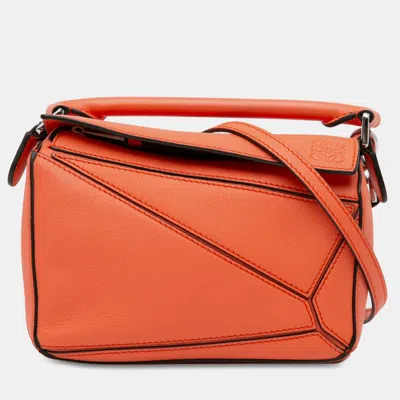 Pre-owned Loewe Mini Puzzle Satchel In Orange