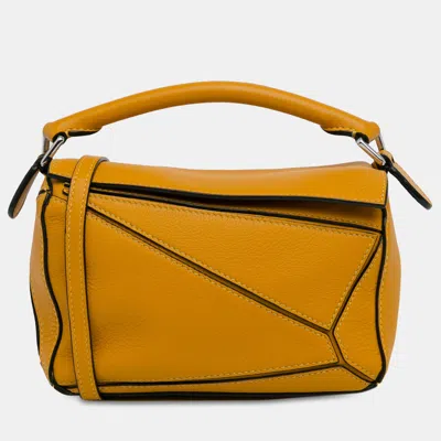 Pre-owned Loewe Mini Puzzle Satchel In Yellow