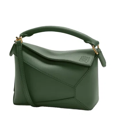 Loewe Mini Puzzle Shoulder Bag In Green