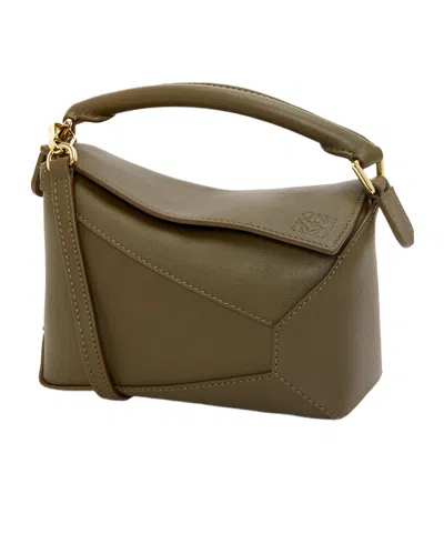 Loewe Mini Puzzle Shoulder Bag In Green
