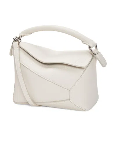 Loewe Mini Puzzle Shoulder Bag In White