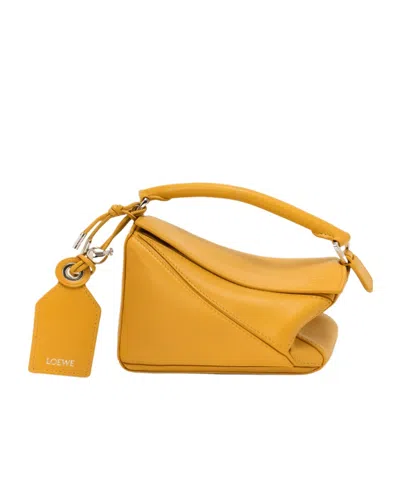 Loewe Featherlight Puzzle Panelled Leather Mini Bag In Yellow