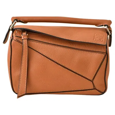 Pre-owned Loewe Mini Puzzle Tan Leather Shoulder Crossbody Bag In Brown