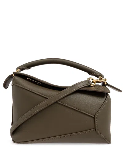 Loewe Puzzle Mini Leather Shoulder Bag In Brown