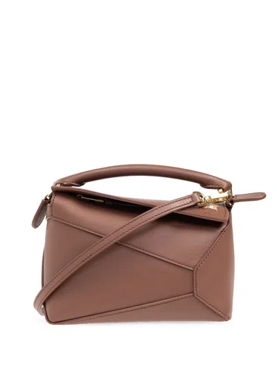 Loewe Mini Puzzle Tote Bag In Brown