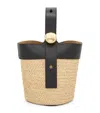 Loewe Pebble Mini Leather-trimmed Raffia Tote In Beige