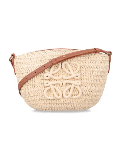 Loewe Mini Raffia Pochette With 3d Anagram - 17 X 28 X 11 Cm In Brown