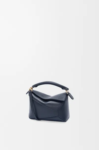 Loewe Mini Puzzle Edge Bag In Soft Grained Leather Skin For Woman In Blue