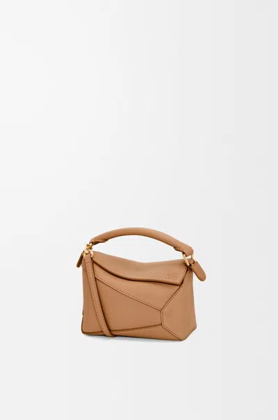 Loewe Mini Puzzle Edge Bag In Soft Grained Leather Skin For Woman In Brown