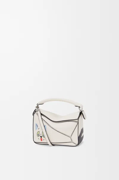 Loewe X Louis Wain Puzzle Futurist Cats Top-handle Bag In Leather In White