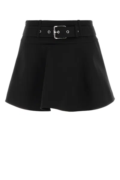 Loewe Anagram-embroidered Pleated Cotton Mini Skirt In Black