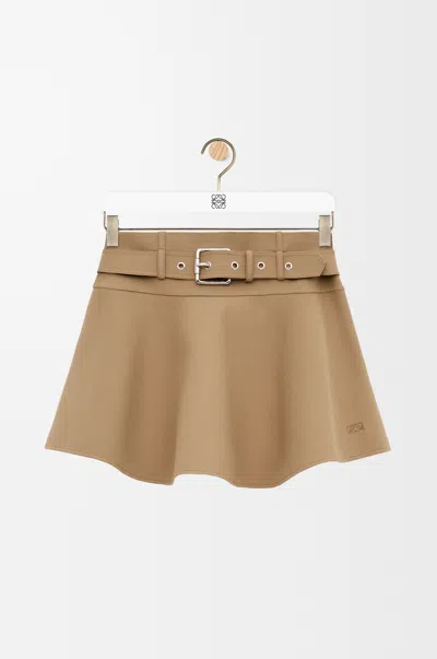 Loewe Mini Skirt In Cotton In Brown
