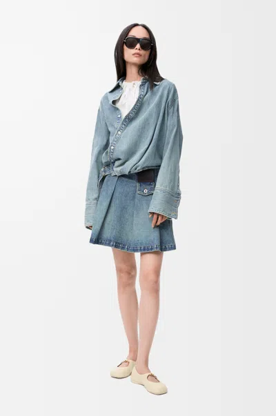Loewe Deconstructed Denim Miniskirt In Blue