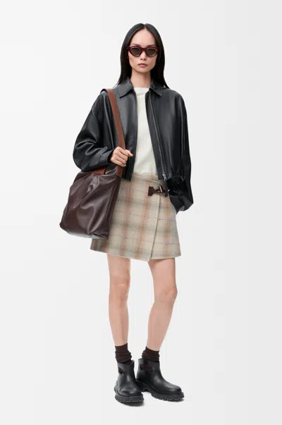 Loewe Mini Skirt In Wool And Cashmere Blend In Brown