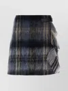 Loewe Blue Checked Mini Skirt In Mohair And Wool Blend In Blue