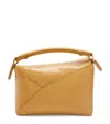 Loewe Mini Snakeskin Puzzle Edge Top-handle Bag In Beige
