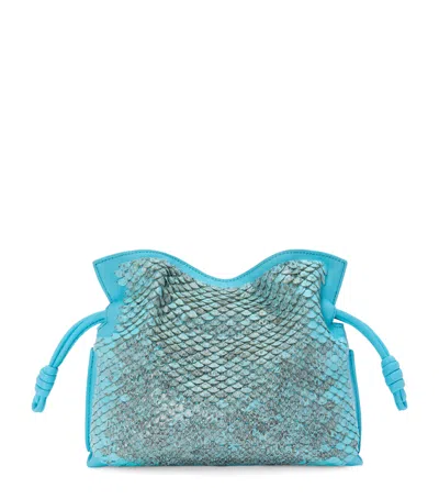 Loewe Mini Snakeskin Scales Flamenco Clutch In Blue