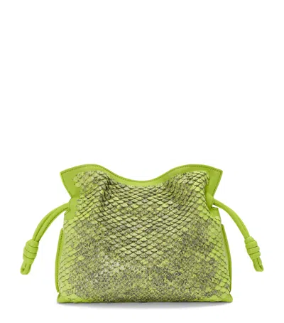 Loewe Mini Snakeskin Scales Flamenco Clutch In Green
