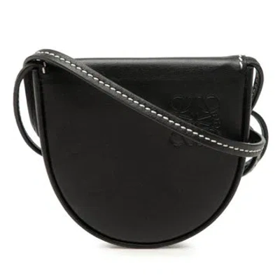 Pre-owned Loewe Mini Soft Calfskin Anagram Heel Pouch In Black