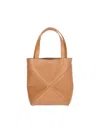 Loewe Puzzle Fold Medium Tote Bag In Shiny Leather In Brown