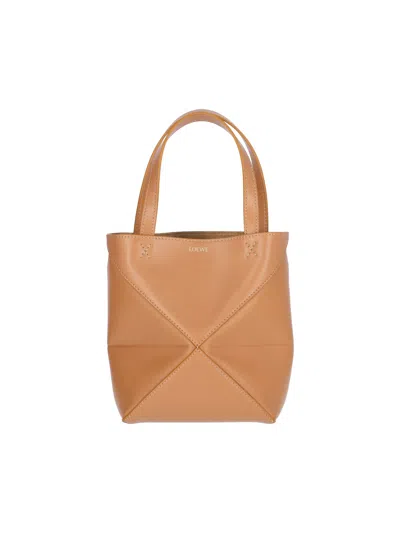 Loewe Mini Tote Bag "puzzle Fold" In Brown