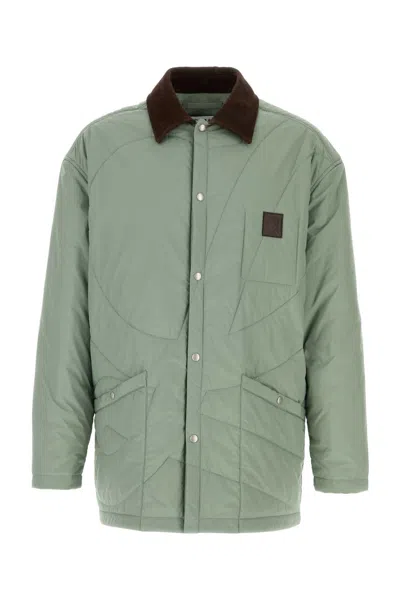 Loewe Polyester Padded Jacket Quilted Contrast Collar In Green