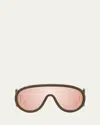 Loewe Mirror Acetate Shield Sunglasses In Shiny Dark Green Mirror