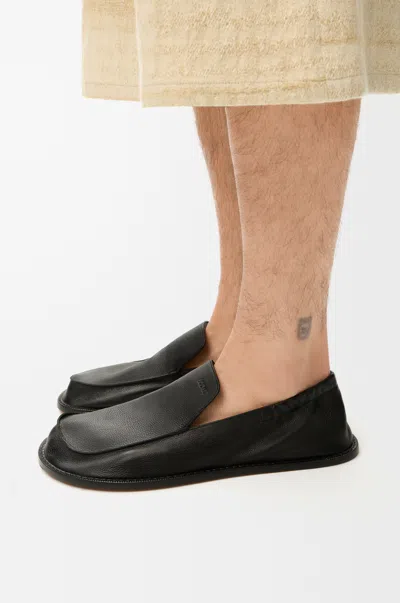 Loewe Flex Leather Loafers In Black