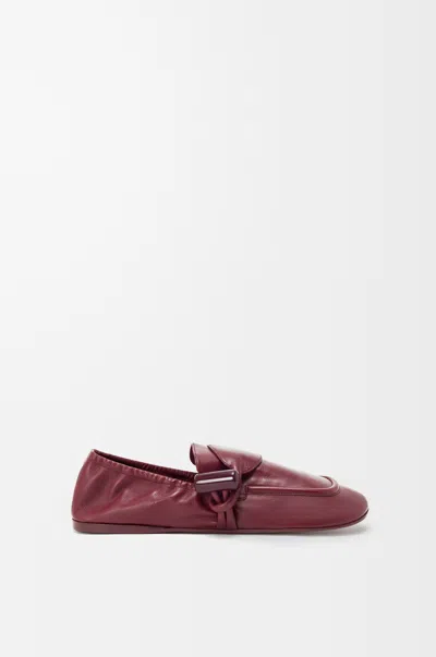 Loewe Toggle Loafer In Shiny Smooth Leather Skin Size:41 For Woman In Burgundy
