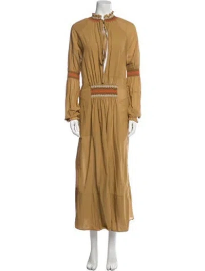 Pre-owned Loewe Mock Neck Long Dress In Neutral