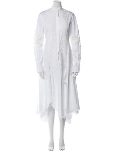 Pre-owned Loewe Mock Neck Long Dress In White