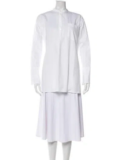 Pre-owned Loewe Mock Neck Long Sleeve Tunic In White