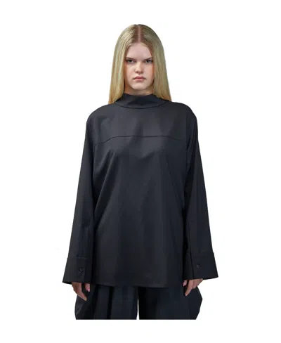 Loewe Mock-neck Wool Top In Black