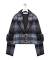 Loewe Mohair-wool Scarf-detail Check Coat In Multi