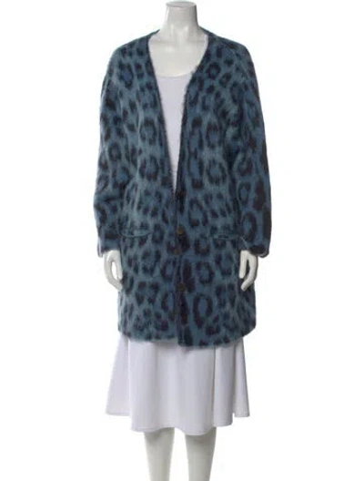 Pre-owned Loewe Mohair Animal Print Sweater In Blue