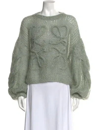 Pre-owned Loewe Mohair Bateau Neckline Sweater In Green