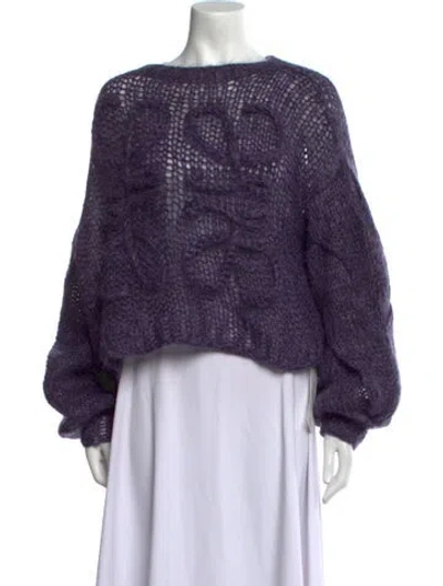 Pre-owned Loewe Mohair Bateau Neckline Sweater In Purple