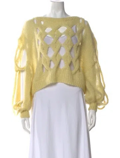 Pre-owned Loewe Mohair Bateau Neckline Sweater In Yellow