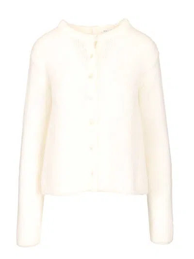 Loewe Mohair Blend Cardigan Knitwear White In Neutral