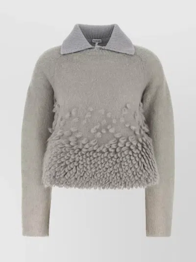 Loewe Grey Mohair Blend Polo Shirt In Gray