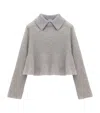 Loewe Cropped Wool-blend Trimmed Mohair-blend Polo Sweater In Grey