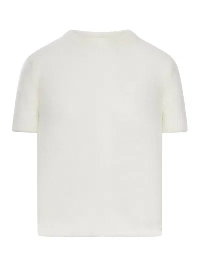 Loewe Mohair Blend Short-sleeved Sweater In White