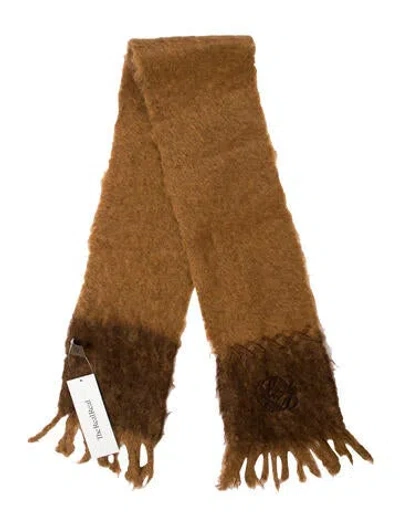 Pre-owned Loewe Mohair Colorblock Pattern Scarf In Brown