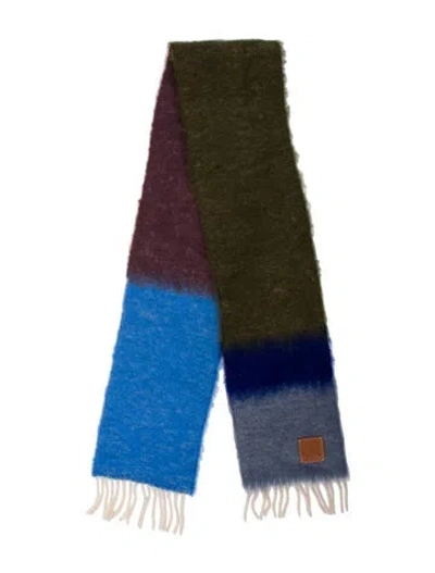 Pre-owned Loewe Mohair Colorblock Pattern Scarf In Multi