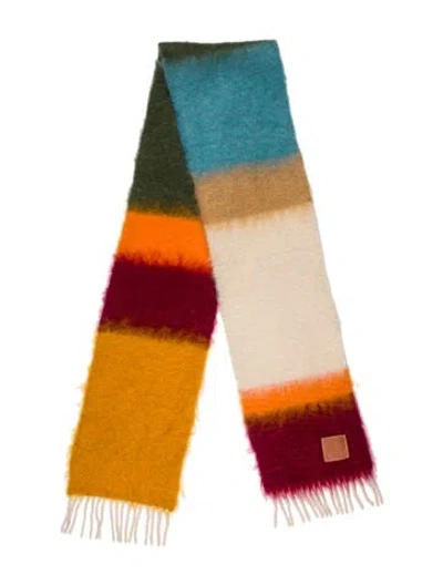 Pre-owned Loewe Mohair Colorblock Pattern Scarf In Neutral