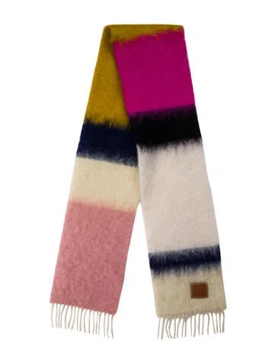Pre-owned Loewe Mohair Colorblock Pattern Scarf In Neutral