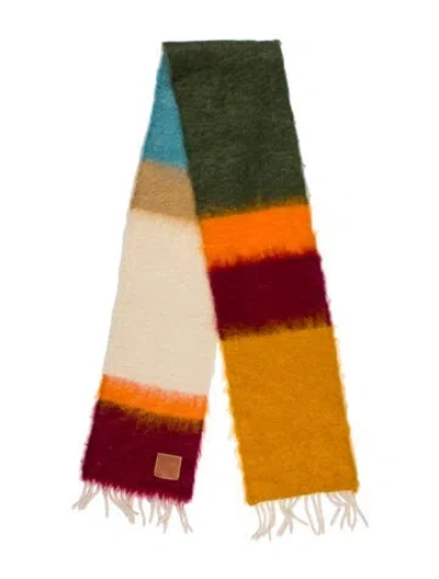 Pre-owned Loewe Mohair Colorblock Pattern Scarf In Neutral